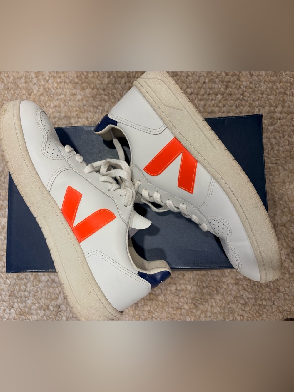 Veja™ Leather V-10 Sneakers in Neon size 8